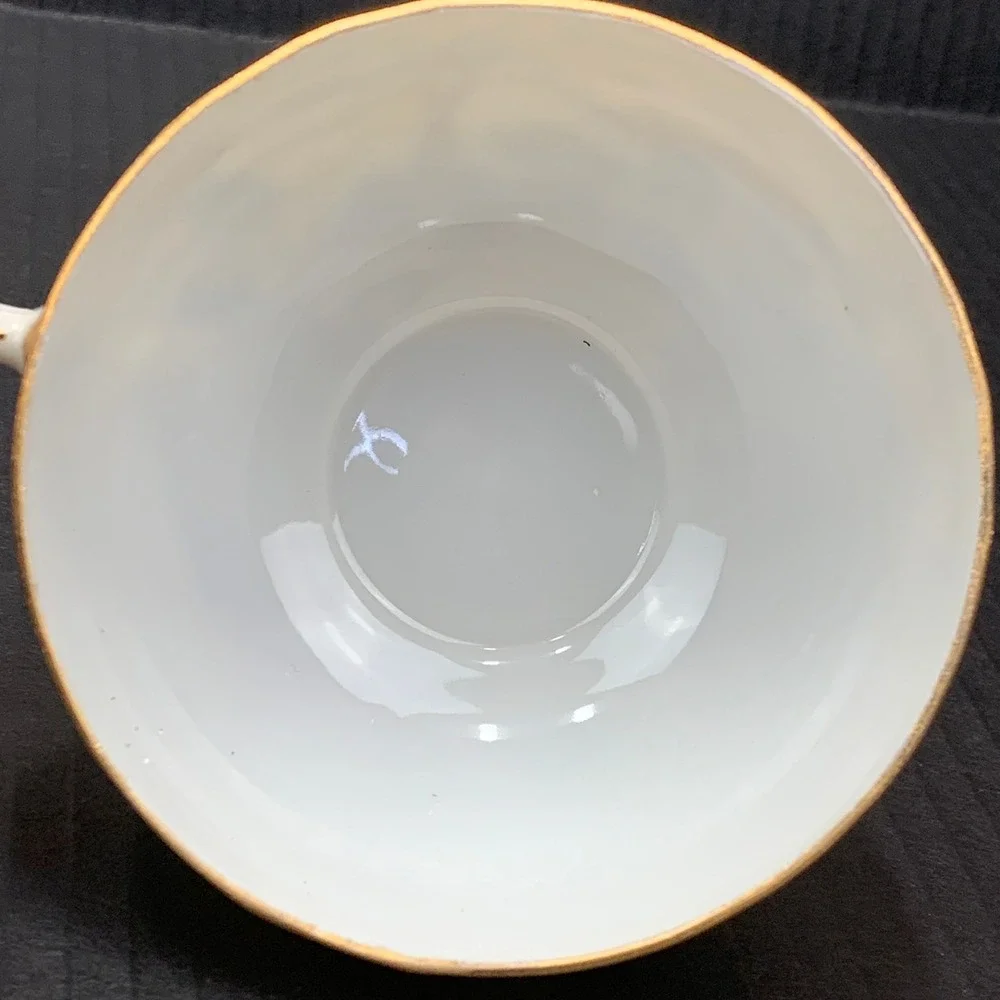 Vintage Made in Japan Porcelain Tea Cups‎ Set of 2 Painted Landscape Gold Trim